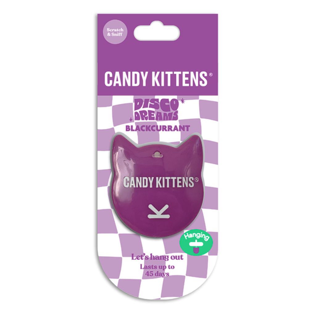 Candy Kittens 3D Hanging Air Freshener Disco Dreams Blackcurrant