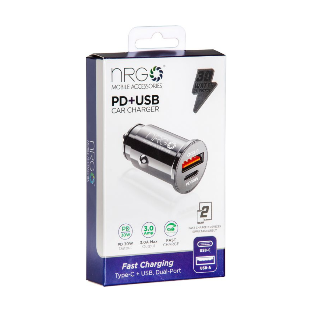 NRG Dual USB & Type-C Fast Car Charger