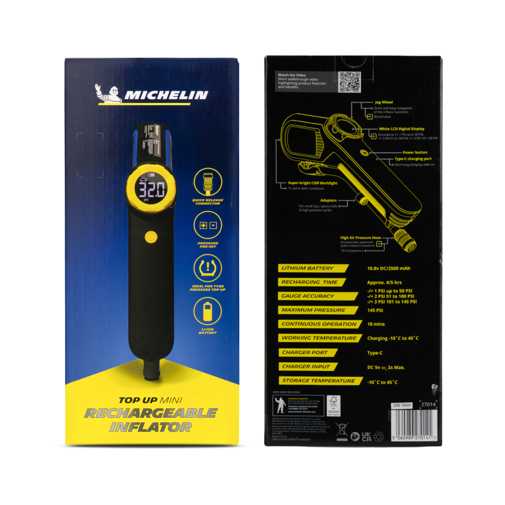 Michelin Mini Cordless Rechargeable Digital Tyre Inflator