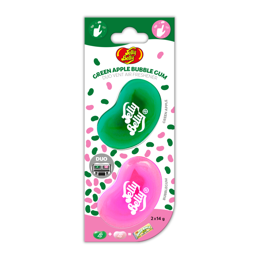 Jelly Belly Mini Duo Mix Vent Clip Air Freshener Apple Bubblegum