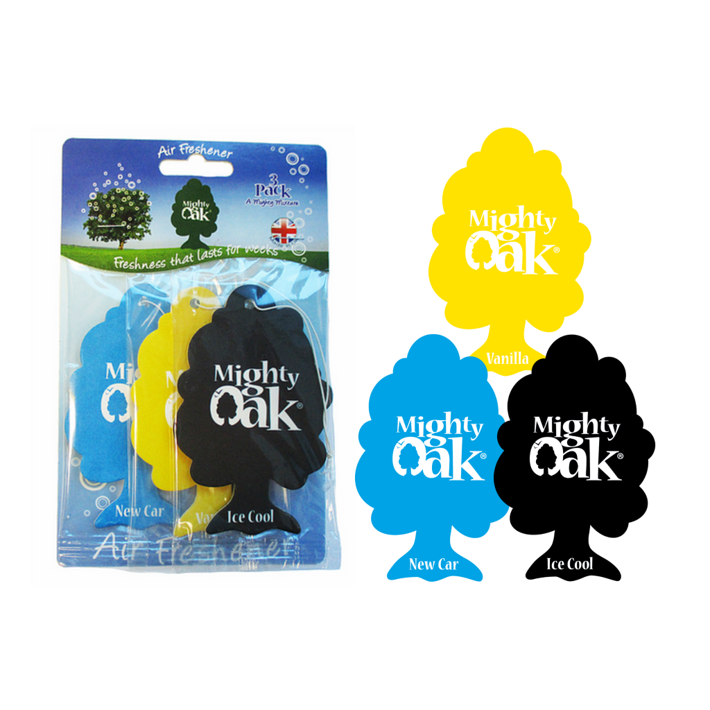 Mighty Oak Hanging Air Freshener 3pk - Ice Cool, New Car, Vanilla